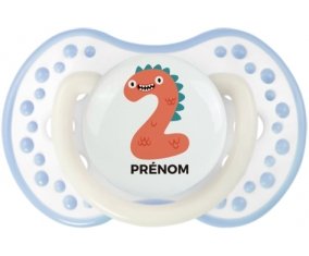 Deux ans anniversaire style 1 + prénom : 0/6 mois - Blanc-cyan classique embout Lovi Dynamic