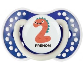 Deux ans anniversaire style 1 + prénom : 0/6 mois - Bleu-marine phosphorescente embout Lovi Dynamic