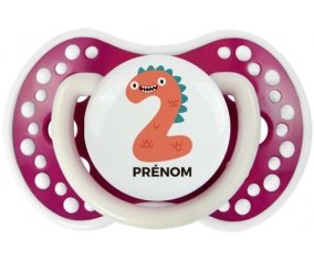 Deux ans anniversaire style 1 + prénom : 0/6 mois - Fuchsia phosphorescente embout Lovi Dynamic