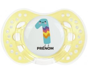 un an anniversaire style 2 + prénom : 0/6 mois - Trendy-jaune classique embout Lovi Dynamic