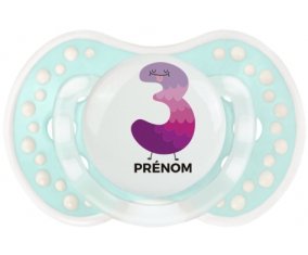 Trois ans anniversaire style 2 + prénom : 0/6 mois - Retro-turquoise-lagon classique embout Lovi Dynamic