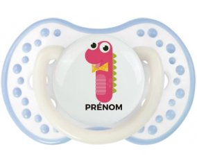 un an anniversaire style 3 + prénom : 0/6 mois - Blanc-cyan classique embout Lovi Dynamic