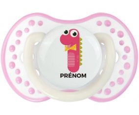 un an anniversaire style 3 + prénom : 0/6 mois - Blanc-rose phosphorescente embout Lovi Dynamic