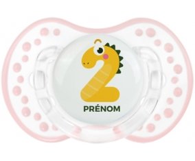 Deux ans anniversaire style 3 + prénom : 0/6 mois - Retro-blanc-rose-tendre classique embout Lovi Dynamic