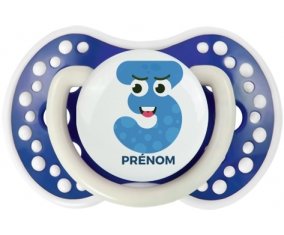 Trois ans anniversaire style 3 + prénom : 0/6 mois - Bleu-marine phosphorescente embout Lovi Dynamic