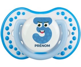 Trois ans anniversaire style 3 + prénom : 0/6 mois - Blanc-bleu phosphorescente embout Lovi Dynamic