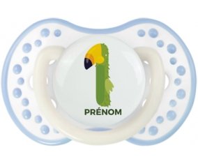 un an anniversaire style 4 + prénom : 0/6 mois - Blanc-cyan classique embout Lovi Dynamic