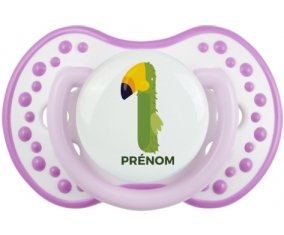 un an anniversaire style 4 + prénom : 0/6 mois - Blanc-mauve classique embout Lovi Dynamic