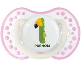 un an anniversaire style 4 + prénom : 0/6 mois - Blanc-rose phosphorescente embout Lovi Dynamic