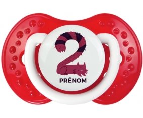 Deux ans anniversaire style 4 + prénom : 0/6 mois - Blanc-rouge classique embout Lovi Dynamic