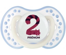 Deux ans anniversaire style 4 + prénom : 0/6 mois - Blanc-cyan classique embout Lovi Dynamic