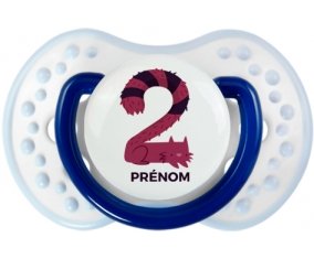 Deux ans anniversaire style 4 + prénom : 0/6 mois - Marine-blanc-bleu classique embout Lovi Dynamic