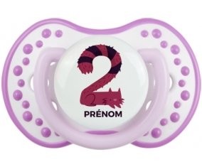 Deux ans anniversaire style 4 + prénom : 0/6 mois - Blanc-mauve classique embout Lovi Dynamic