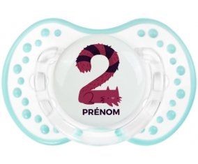 Deux ans anniversaire style 4 + prénom : 0/6 mois - Retro-blanc-lagon classique embout Lovi Dynamic