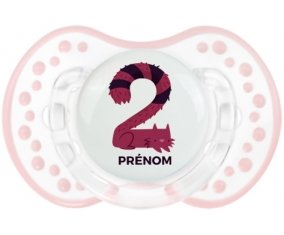 Deux ans anniversaire style 4 + prénom : 0/6 mois - Retro-blanc-rose-tendre classique embout Lovi Dynamic