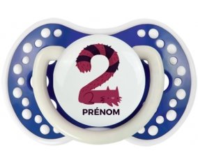 Deux ans anniversaire style 4 + prénom : 0/6 mois - Bleu-marine phosphorescente embout Lovi Dynamic