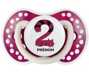 Deux ans anniversaire style 4 + prénom : 0/6 mois - Fuchsia phosphorescente embout Lovi Dynamic
