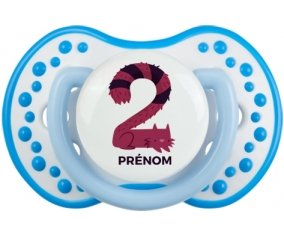 Deux ans anniversaire style 4 + prénom : 0/6 mois - Blanc-bleu phosphorescente embout Lovi Dynamic