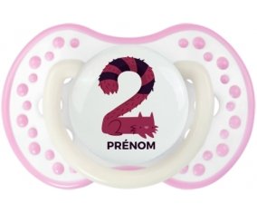 Deux ans anniversaire style 4 + prénom : 0/6 mois - Blanc-rose phosphorescente embout Lovi Dynamic