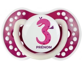 Trois ans anniversaire style 5 + prénom : 0/6 mois - Fuchsia phosphorescente embout Lovi Dynamic