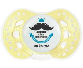 Joyeuse Fêtes des pères style 1 garçon + prénom : 0/6 mois - Trendy-jaune classique embout Lovi Dynamic