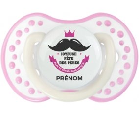 Joyeuse Fêtes des pères style 1 fille + prénom : 0/6 mois - Blanc-rose phosphorescente embout Lovi Dynamic