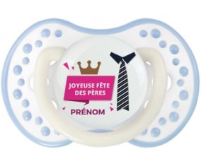 Joyeuse Fêtes des pères style 2 fille + prénom : 0/6 mois - Blanc-cyan classique embout Lovi Dynamic