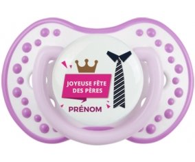 Joyeuse Fêtes des pères style 2 fille + prénom : 0/6 mois - Blanc-mauve classique embout Lovi Dynamic
