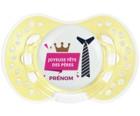 Joyeuse Fêtes des pères style 2 fille + prénom : 0/6 mois - Trendy-jaune classique embout Lovi Dynamic