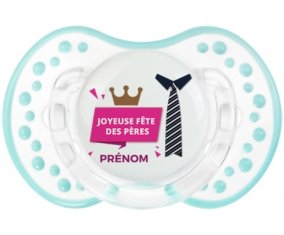 Joyeuse Fêtes des pères style 2 fille + prénom : 0/6 mois - Retro-blanc-lagon classique embout Lovi Dynamic