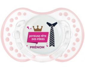 Joyeuse Fêtes des pères style 2 fille + prénom : 0/6 mois - Retro-blanc-rose-tendre classique embout Lovi Dynamic