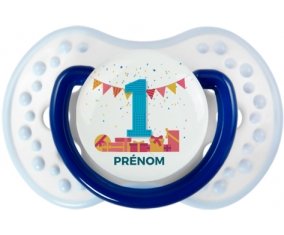 un an anniversaire style 6 + prénom : 0/6 mois - Marine-blanc-bleu classique embout Lovi Dynamic