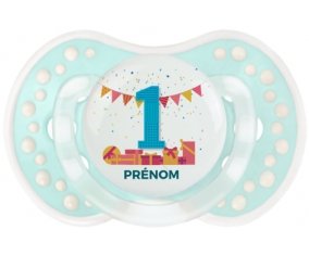 un an anniversaire style 6 + prénom : 0/6 mois - Retro-turquoise-lagon classique embout Lovi Dynamic