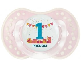 un an anniversaire style 6 + prénom : 0/6 mois - Retro-rose-tendre classique embout Lovi Dynamic