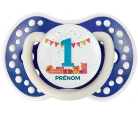 un an anniversaire style 6 + prénom : 0/6 mois - Bleu-marine phosphorescente embout Lovi Dynamic