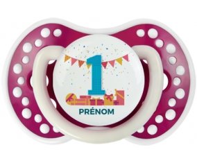 un an anniversaire style 6 + prénom : 0/6 mois - Fuchsia phosphorescente embout Lovi Dynamic