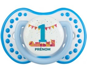 un an anniversaire style 6 + prénom : 0/6 mois - Blanc-bleu phosphorescente embout Lovi Dynamic