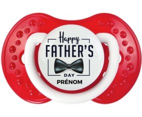 Happy father's day style 1 + prénom : 0/6 mois - Blanc-rouge classique embout Lovi Dynamic