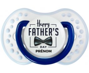 Happy father's day style 1 + prénom : 0/6 mois - Marine-blanc-bleu classique embout Lovi Dynamic