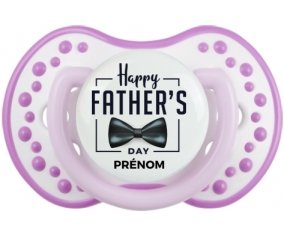 Happy father's day style 1 + prénom : 0/6 mois - Blanc-mauve classique embout Lovi Dynamic