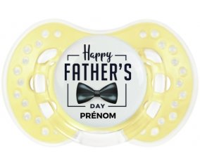 Happy father's day style 1 + prénom : 0/6 mois - Trendy-jaune classique embout Lovi Dynamic