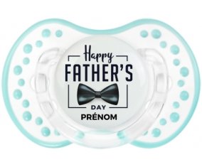 Happy father's day style 1 + prénom : 0/6 mois - Retro-blanc-lagon classique embout Lovi Dynamic