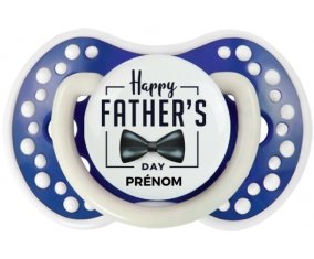 Happy father's day style 1 + prénom : 0/6 mois - Bleu-marine phosphorescente embout Lovi Dynamic