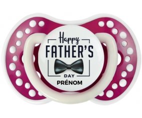 Happy father's day style 1 + prénom : 0/6 mois - Fuchsia phosphorescente embout Lovi Dynamic