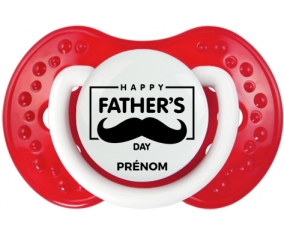 Happy father's day style 2 + prénom : 0/6 mois - Blanc-rouge classique embout Lovi Dynamic