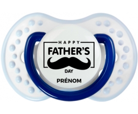 Happy father's day style 2 + prénom : 0/6 mois - Marine-blanc-bleu classique embout Lovi Dynamic