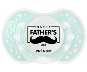 Happy father's day style 2 + prénom : 0/6 mois - Retro-turquoise-lagon classique embout Lovi Dynamic