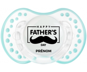 Happy father's day style 2 + prénom : 0/6 mois - Retro-blanc-lagon classique embout Lovi Dynamic