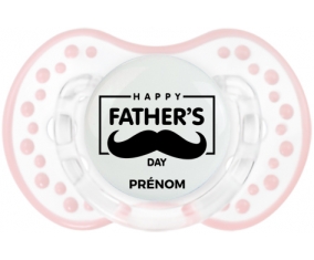 Happy father's day style 2 + prénom : 0/6 mois - Retro-blanc-rose-tendre classique embout Lovi Dynamic