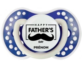 Happy father's day style 2 + prénom : 0/6 mois - Bleu-marine phosphorescente embout Lovi Dynamic